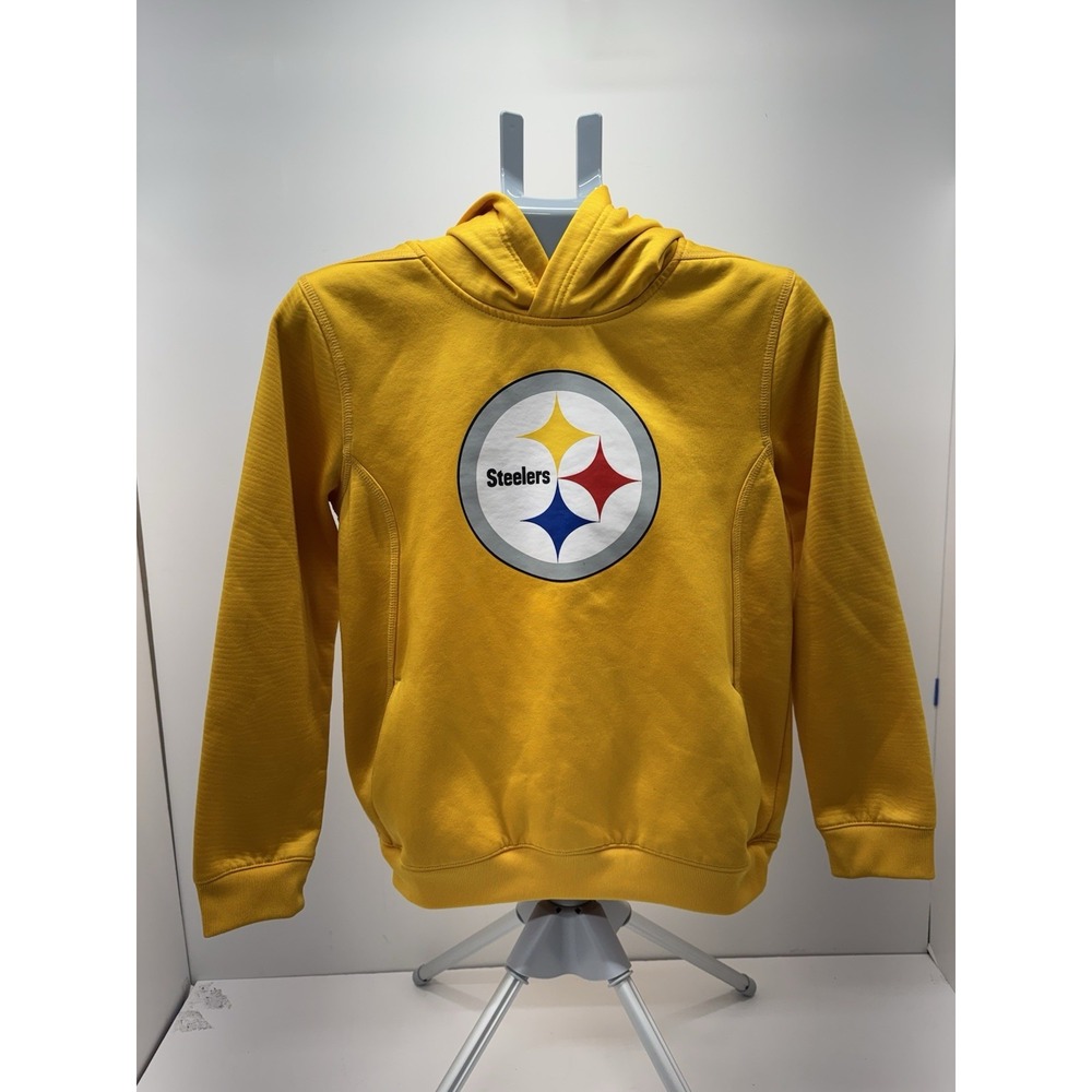 NFL Team Apparel Pittsburgh Steelers Youth L Yellow Hoodie Sweatshirt NFL